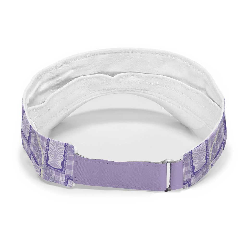 Aloha Hawaii Tiki Palaka Motifs Sun Visor Cap Honohono Lei Purple Elegant Vibes LT14 - Polynesian Pride