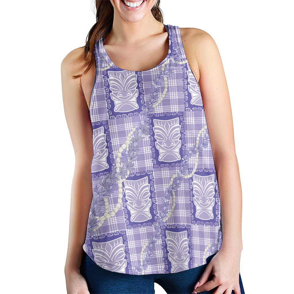 Aloha Hawaii Tiki Palaka Motifs Women Racerback Tank Honohono Lei Purple Elegant Vibes LT14 - Polynesian Pride