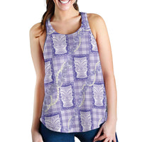 Aloha Hawaii Tiki Palaka Motifs Women Racerback Tank Honohono Lei Purple Elegant Vibes LT14 - Polynesian Pride