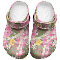 Aloha Puakenikeni Anthurium Pikake Lei Clogs Shoes Tropical Pink Hawaiian Palaka Pattern