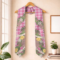 Aloha Puakenikeni Anthurium Pikake Lei Graduation Stole Tropical Pink Hawaiian Palaka Pattern LT9 One Size Pink - Polynesian Pride