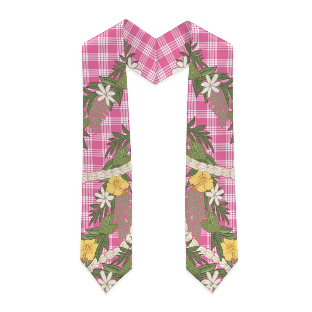 Aloha Puakenikeni Anthurium Pikake Lei Graduation Stole Tropical Pink Hawaiian Palaka Pattern LT9 - Polynesian Pride
