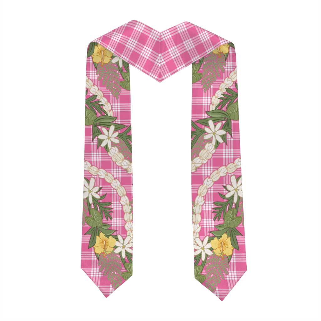 Aloha Puakenikeni Anthurium Pikake Lei Graduation Stole Tropical Pink Hawaiian Palaka Pattern LT9 - Polynesian Pride