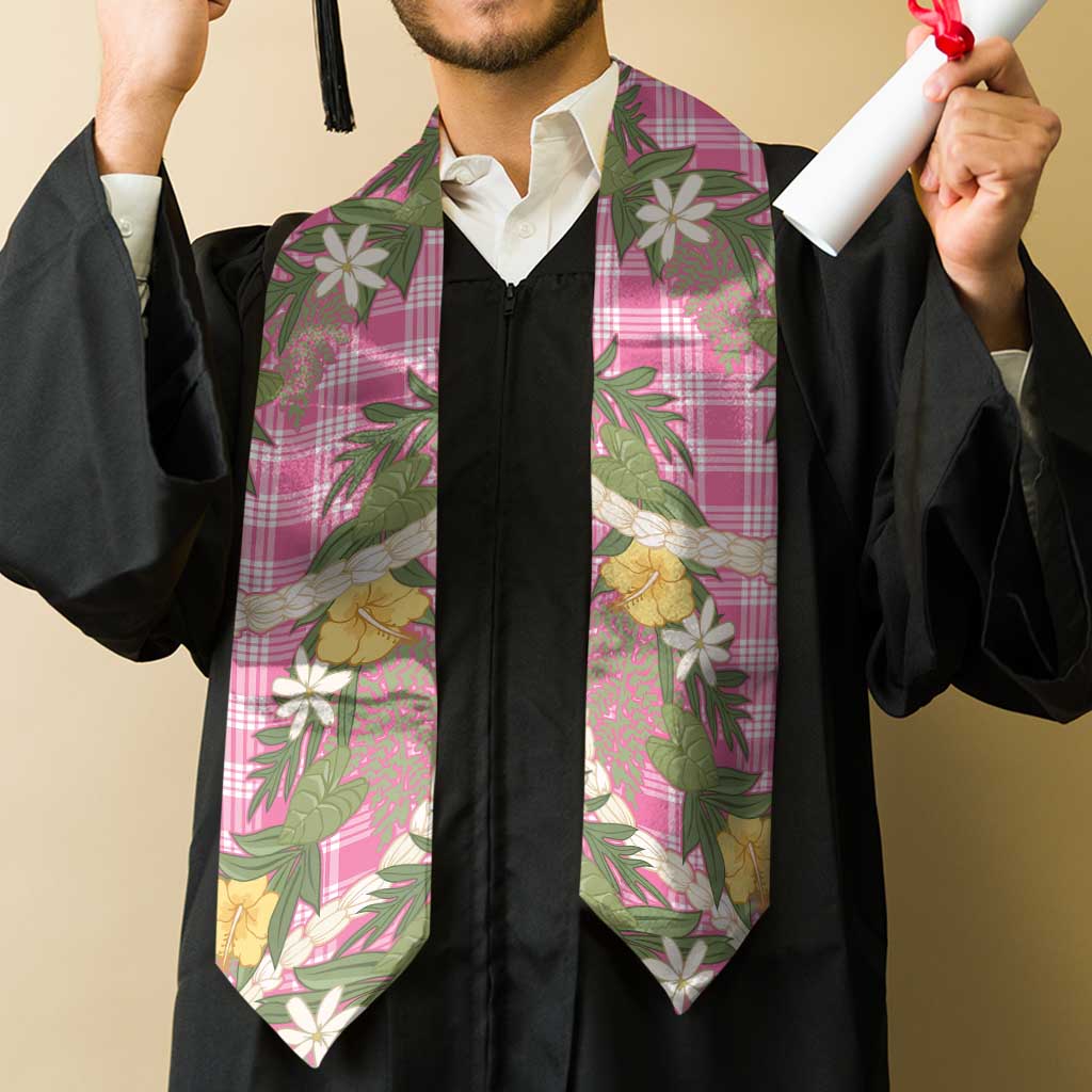 Aloha Puakenikeni Anthurium Pikake Lei Graduation Stole Tropical Pink Hawaiian Palaka Pattern LT9 - Polynesian Pride