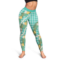Aloha Puakenikeni Anthurium Pikake Lei Leggings Marine Hawaiian Palaka Pattern