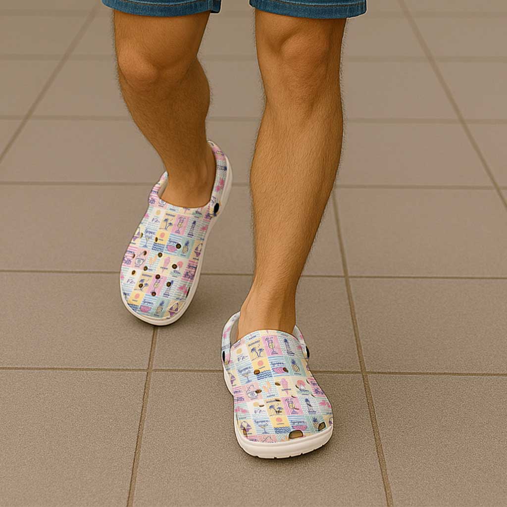 Aloha Summer Posters Grunge Textures Clogs Shoes