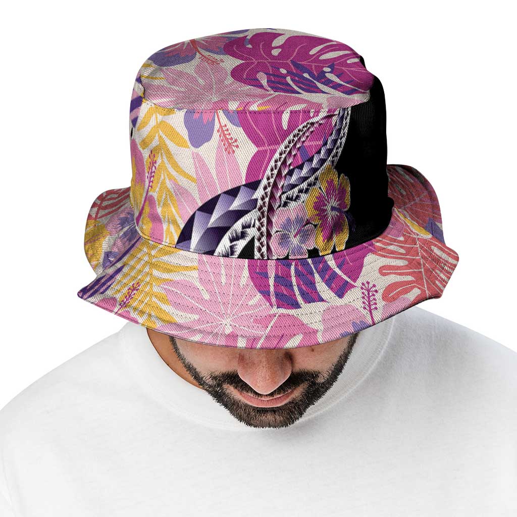 Aloha Vintage Hibiscus Lei Seamless Pattern Bucket Hat - Polynesian Pride