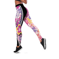 Aloha Vintage Hibiscus Lei Seamless Pattern Leggings - Polynesian Pride