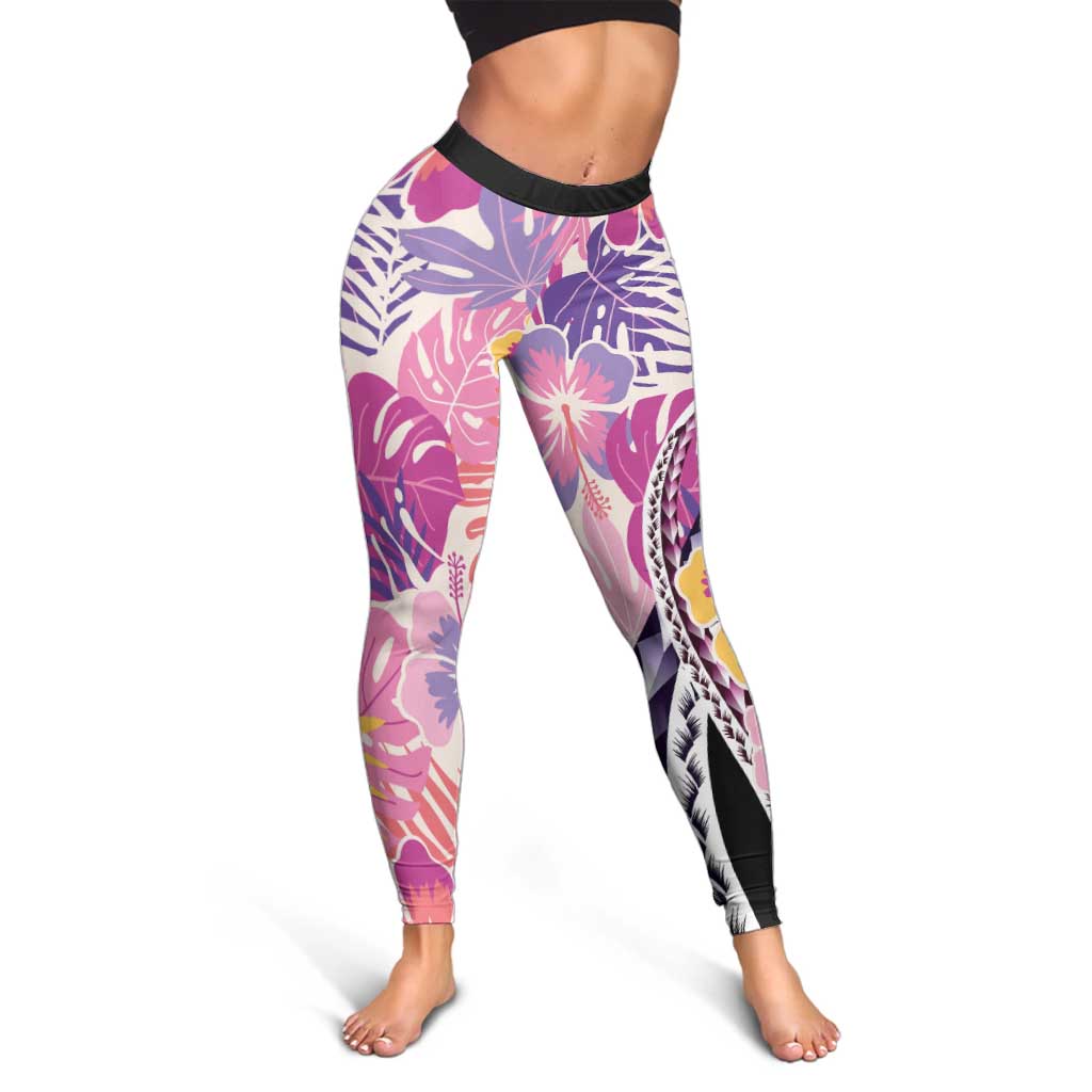 Aloha Vintage Hibiscus Lei Seamless Pattern Leggings - Polynesian Pride