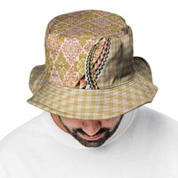 Aloha Vintage Palaka Floral Hawaiian Quilt Bucket Hat Melemele Motif - Polynesian Pride