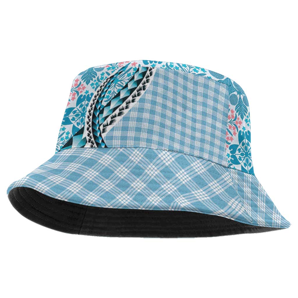 Aloha Vintage Palaka Floral Hawaiian Quilt Bucket Hat Uliuli Motif - Polynesian Pride
