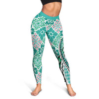 Aloha Vintage Palaka Floral Hawaiian Quilt Leggings Polu Motif - Polynesian Pride