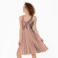 Aloha Vintage Palaka Floral Hawaiian Quilt Midi Dress Ulaula Motif - Polynesian Pride