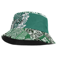 Aloha Vintage Plumeria Hawaiian Tapa Pattern Bucket Hat Green Hawaiian Tapa Pattern - Polynesian Pride