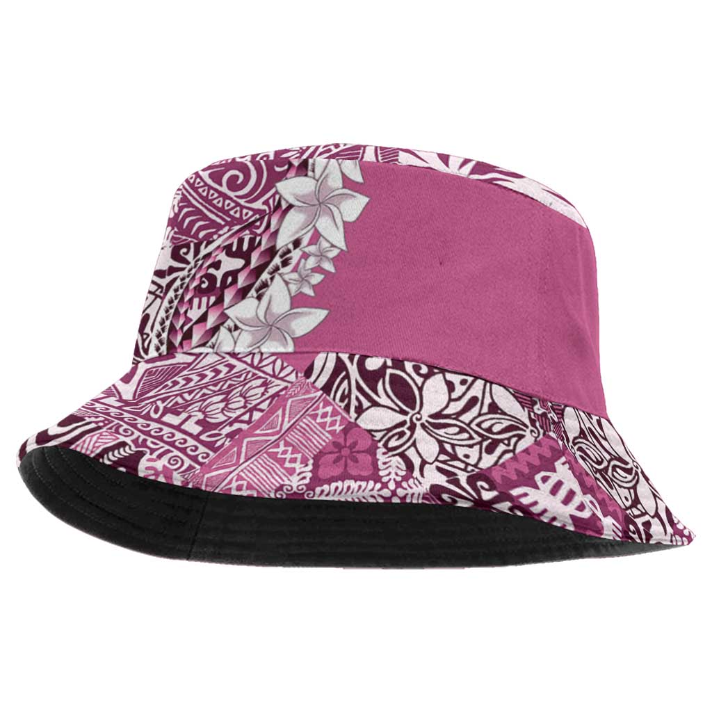 Aloha Vintage Plumeria Hawaiian Tapa Pattern Bucket Hat Pink Hawaiian Tapa Pattern - Polynesian Pride