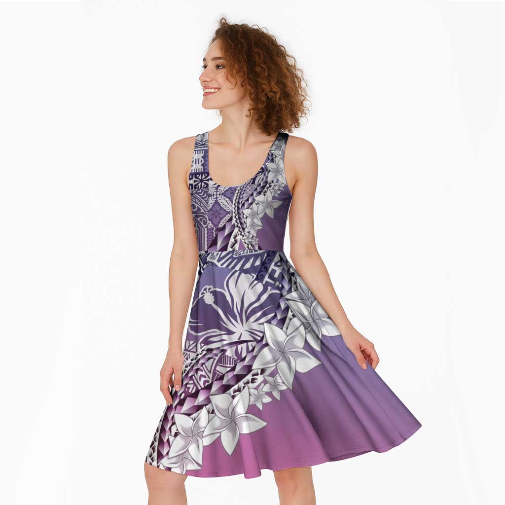 Aloha Vintage Plumeria Hawaiian Tapa Pattern Midi Dress Gradient Hawaiian Tapa Pattern - Polynesian Pride