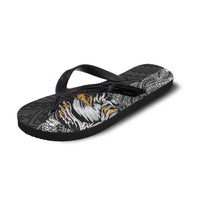 American Samoa Flip Flops Tribal Tattoo with Eagle Black