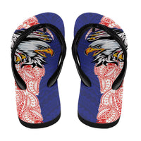American Samoa Flip Flops Tribal Tattoo with Eagle Blue-Red