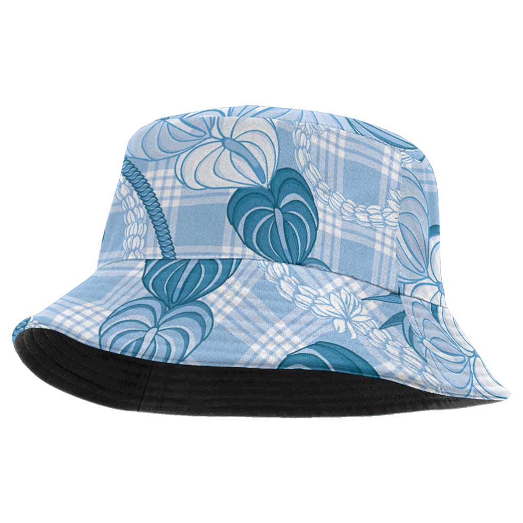 Anthurium Pikake Ti Leaf Palaka Bucket Hat Blue Version
