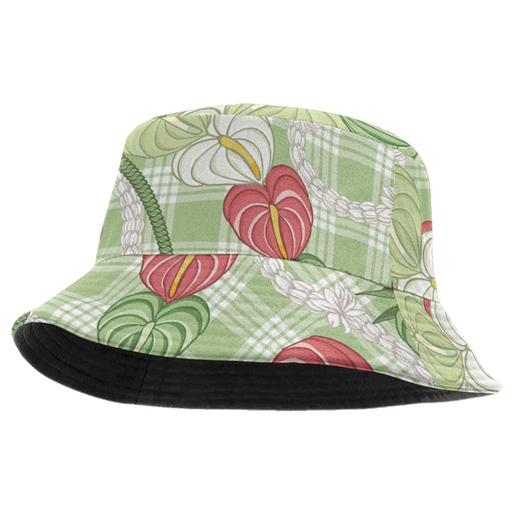 Anthurium Pikake Ti Leaf Palaka Bucket Hat Green Version