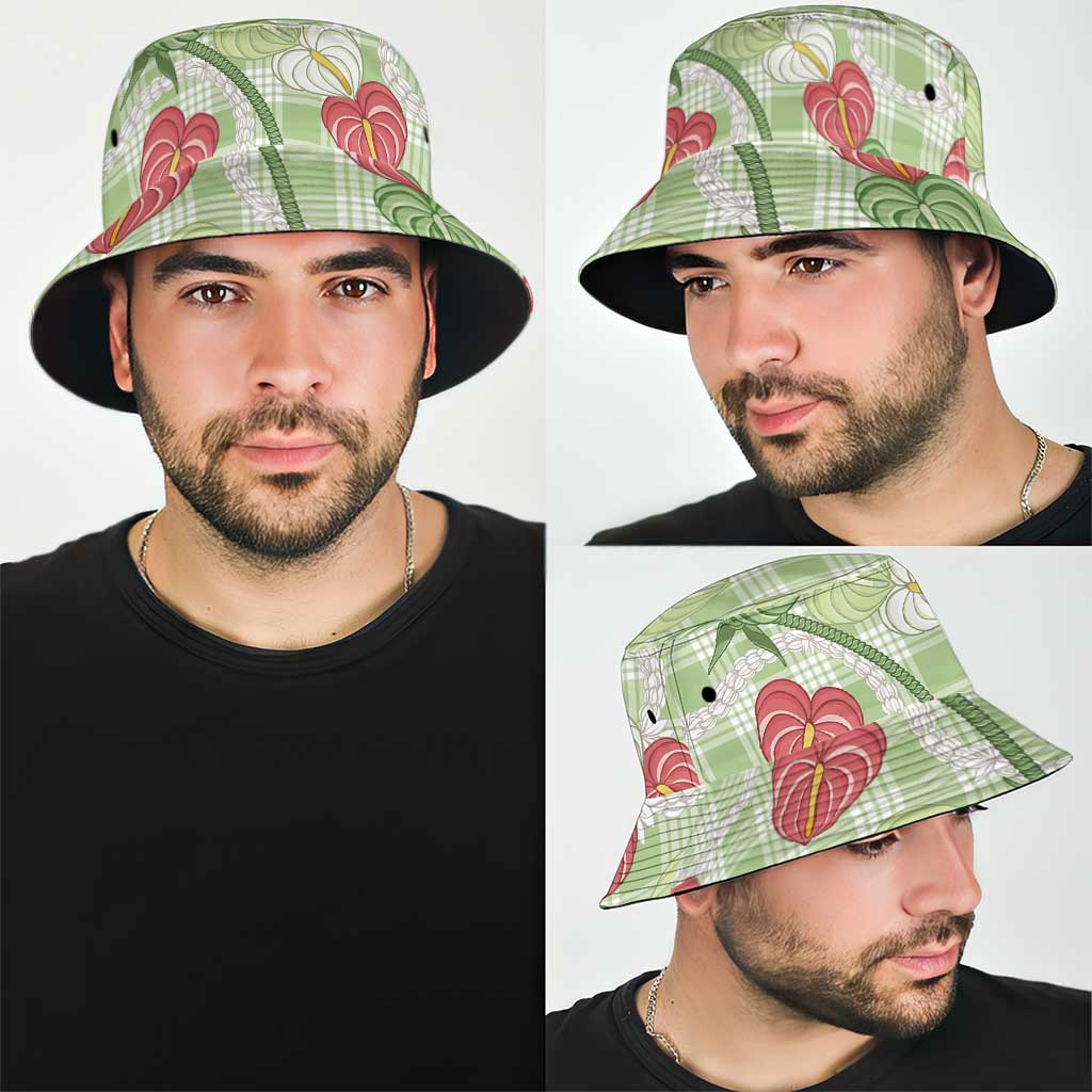 Anthurium Pikake Ti Leaf Palaka Bucket Hat Green Version