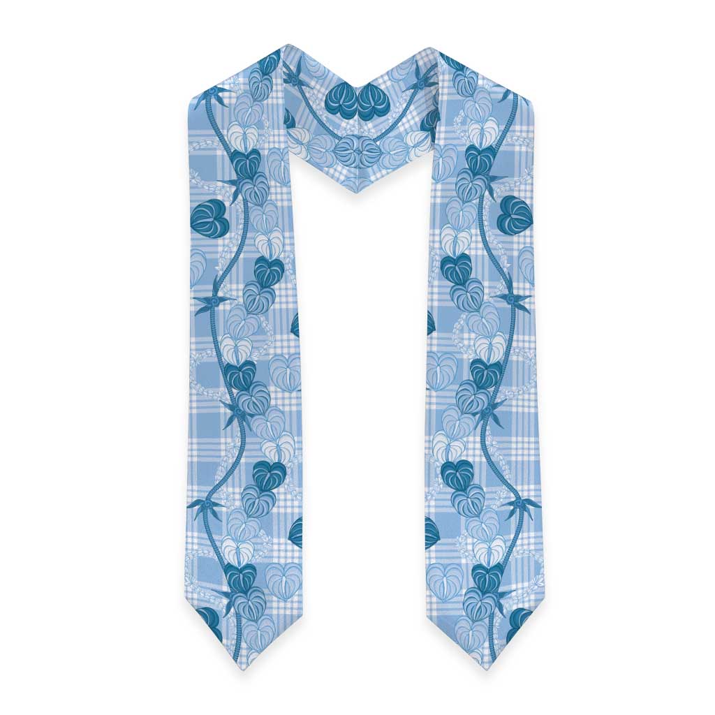 Anthurium Pikake Ti Leaf Palaka Graduation Stole Blue Version