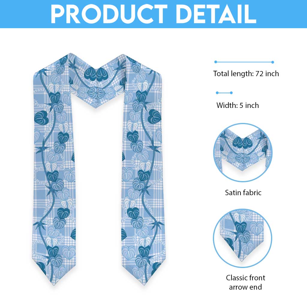 Anthurium Pikake Ti Leaf Palaka Graduation Stole Blue Version