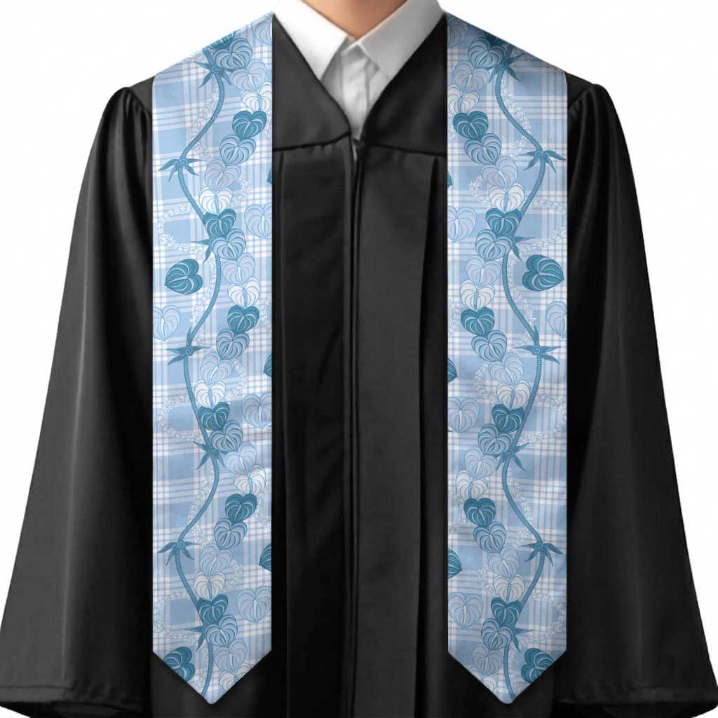 Anthurium Pikake Ti Leaf Palaka Graduation Stole Blue Version
