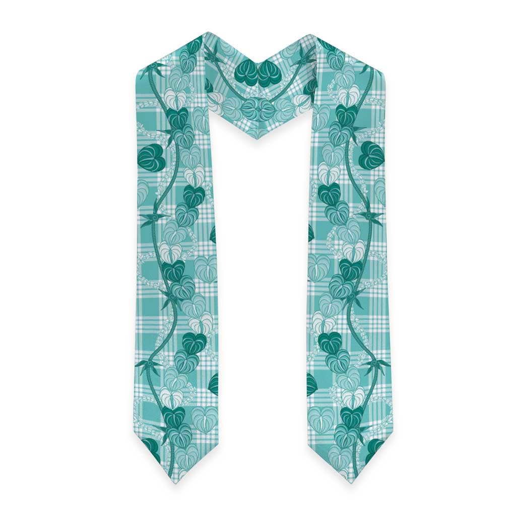 Anthurium Pikake Ti Leaf Palaka Graduation Stole Turquoise Version