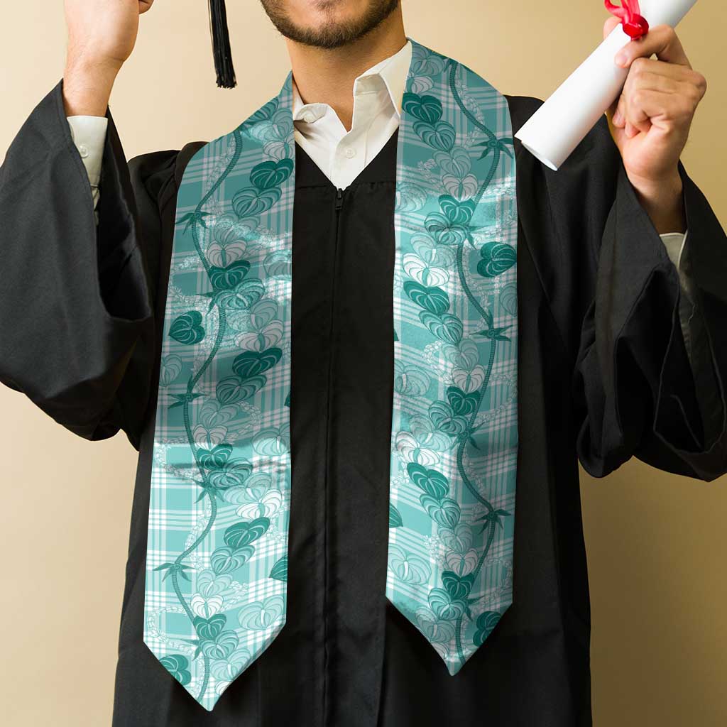 Anthurium Pikake Ti Leaf Palaka Graduation Stole Turquoise Version