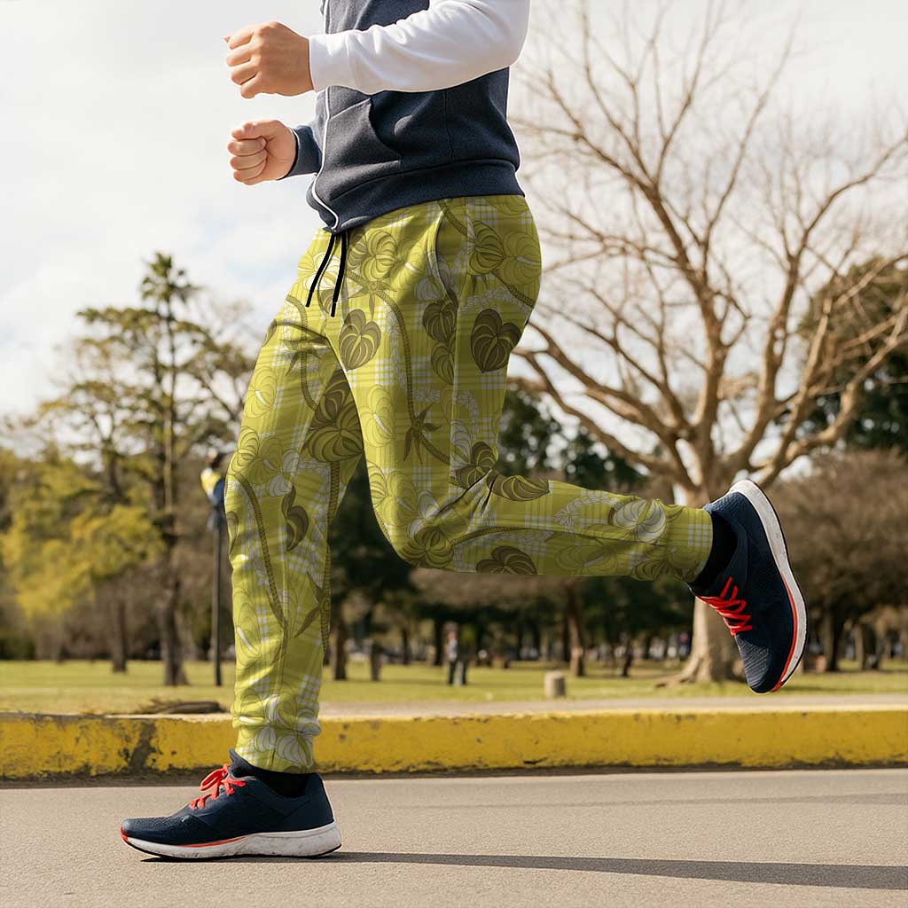 Anthurium Pikake Ti Leaf Palaka Jogger Pants Yellow Version
