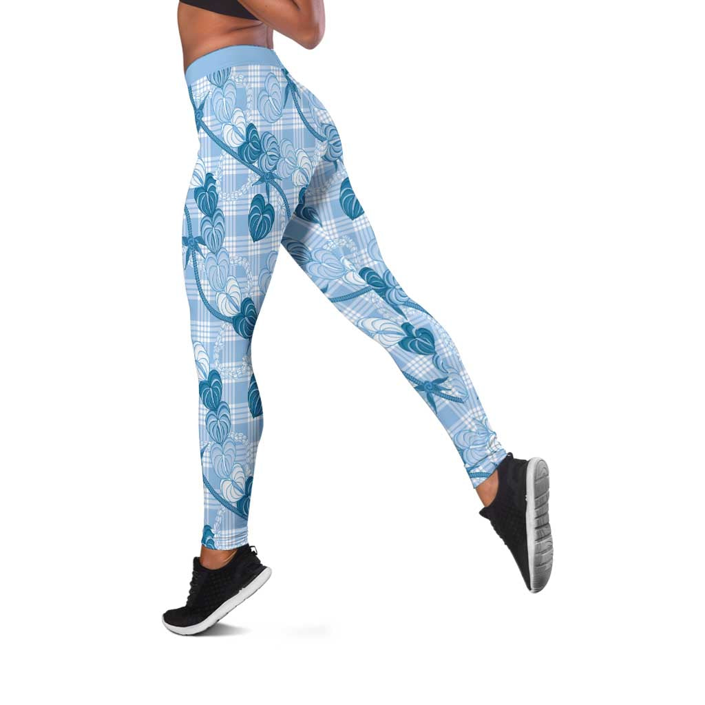 Anthurium Pikake Ti Leaf Palaka Leggings Blue Version