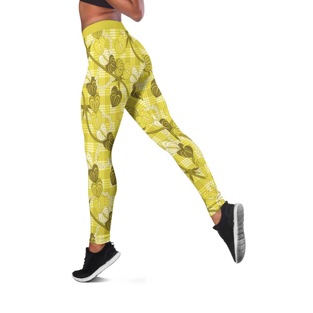 Anthurium Pikake Ti Leaf Palaka Leggings Yellow Version
