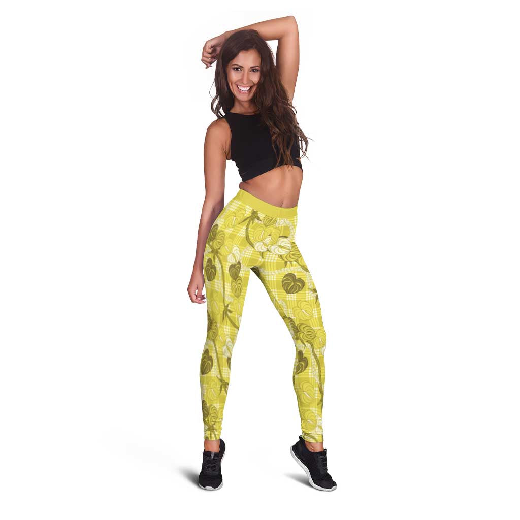Anthurium Pikake Ti Leaf Palaka Leggings Yellow Version