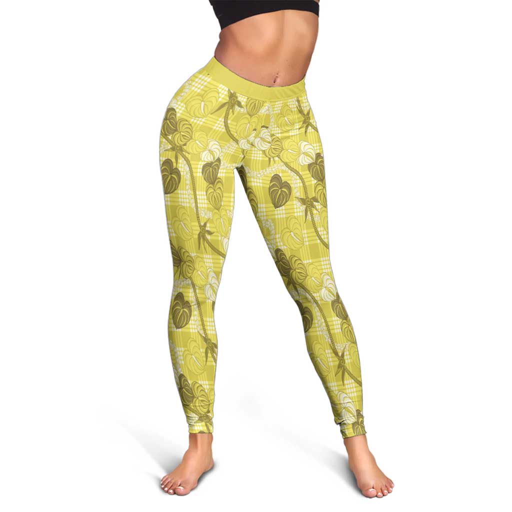 Anthurium Pikake Ti Leaf Palaka Leggings Yellow Version