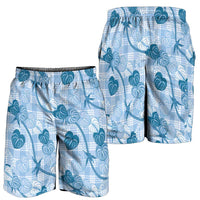 Anthurium Pikake Ti Leaf Palaka Shorts for Men Blue Version