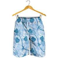 Anthurium Pikake Ti Leaf Palaka Shorts for Men Blue Version