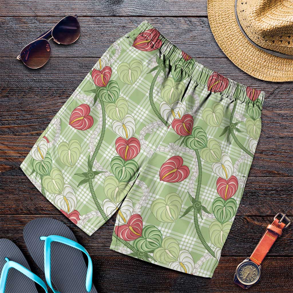 Anthurium Pikake Ti Leaf Palaka Shorts for Men Green Version