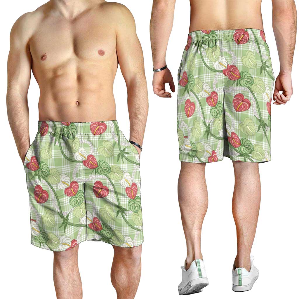 Anthurium Pikake Ti Leaf Palaka Shorts for Men Green Version