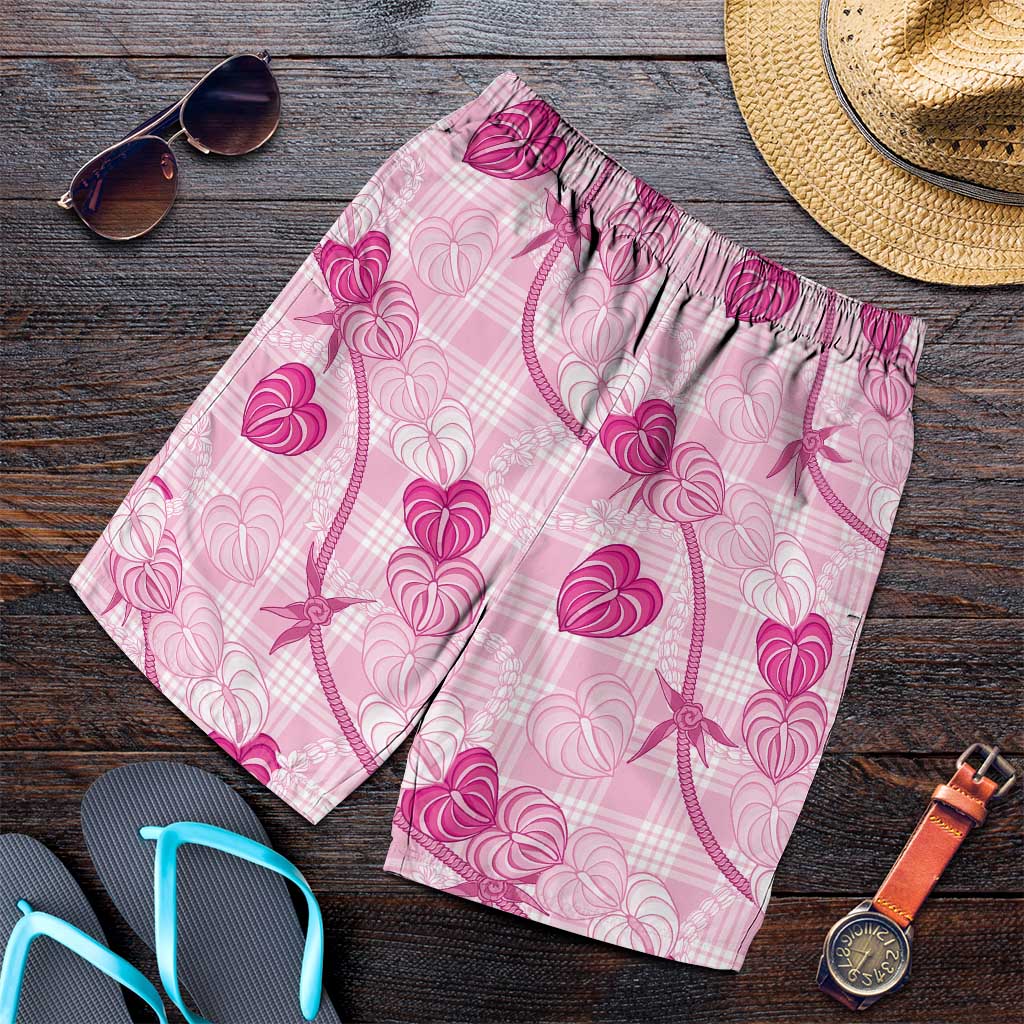 Anthurium Pikake Ti Leaf Palaka Shorts for Men Pink Version