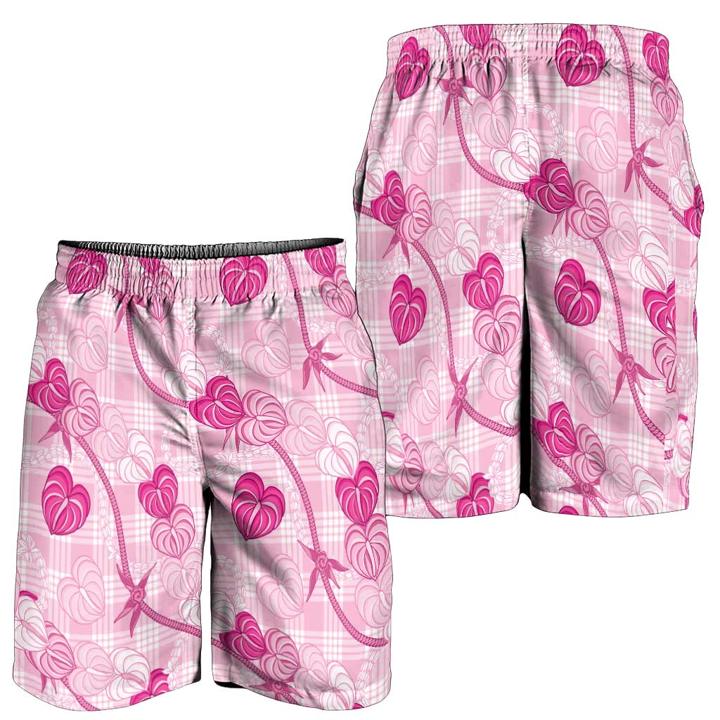 Anthurium Pikake Ti Leaf Palaka Shorts for Men Pink Version