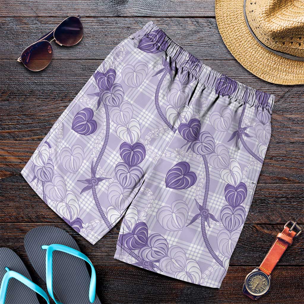 Anthurium Pikake Ti Leaf Palaka Shorts for Men Purple Version