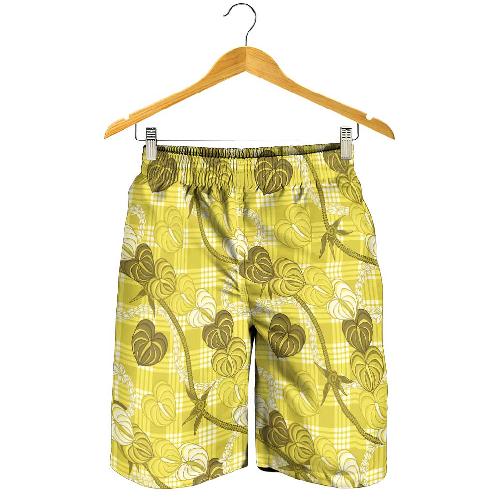 Anthurium Pikake Ti Leaf Palaka Shorts for Men Yellow Version