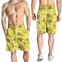 Anthurium Pikake Ti Leaf Palaka Shorts for Men Yellow Version