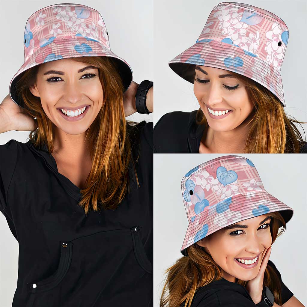 Anthurium Plumeria Lei Pastel Bucket Hat Pink Hawaiian Splendid Palaka