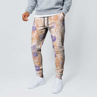 Anthurium Plumeria Lei Pastel Jogger Pants Orange Hawaiian Splendid Palaka