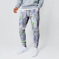 Anthurium Plumeria Lei Pastel Jogger Pants Purple Hawaiian Splendid Palaka