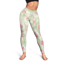 Anthurium Plumeria Lei Pastel Leggings Green Hawaiian Splendid Palaka