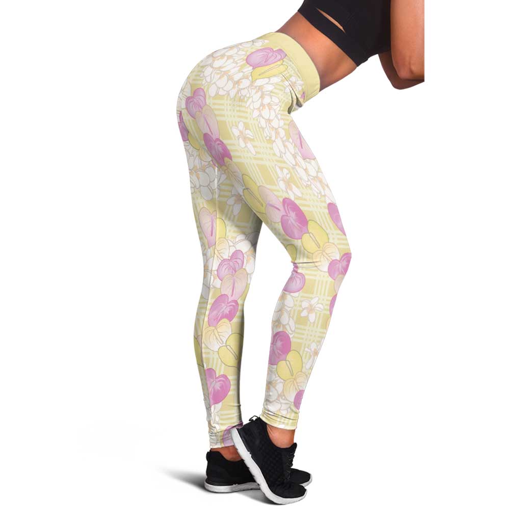 Anthurium Plumeria Lei Pastel Leggings Yellow Hawaiian Splendid Palaka