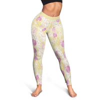 Anthurium Plumeria Lei Pastel Leggings Yellow Hawaiian Splendid Palaka